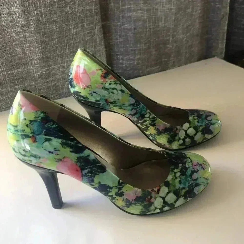 9 & Company High Heel Slip On Dress Shoes Size 8 Round Toe Multicolor shoe